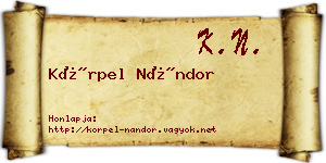 Körpel Nándor névjegykártya